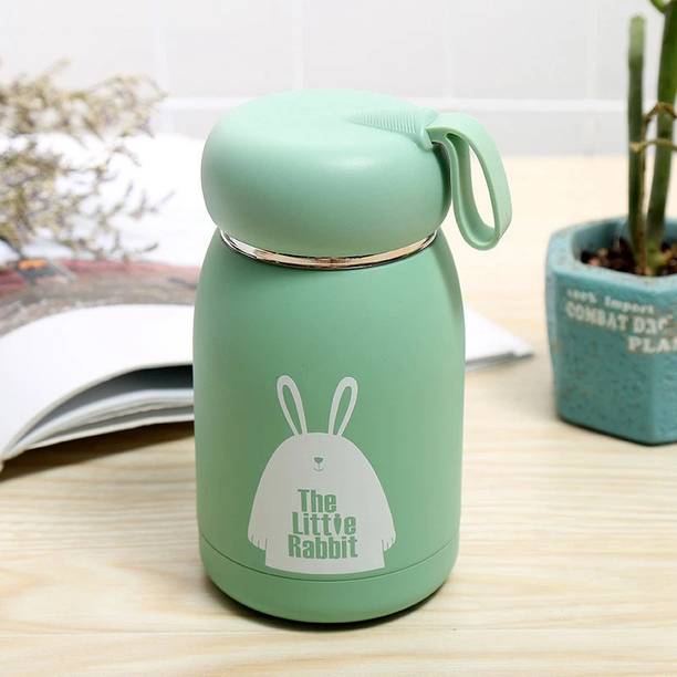 Flipkart SmartBuy Leakproof Rabbit Print Glass Water Bottle with Plastic Covered Drinking Bottle 330 ml Bottle