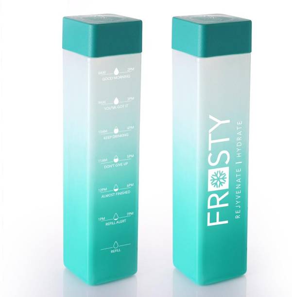 FROSTY 100% Food Grade Plastic Square Water Bottle With Motivational Time Marker 1000 ml Bottle
