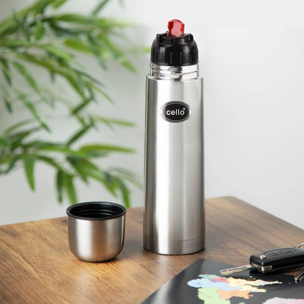 cello Thermo Flip Stainless Steel | Flip lid with cup | Durable & Leakproof 890 ml