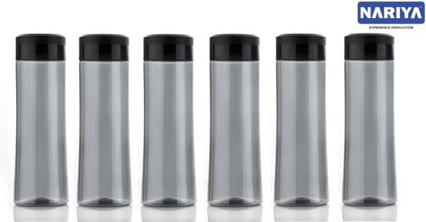 nariya AMAZING SHAPE PLASTIC WATER BOTTLE IN BLACK COLOR LEAK PROOF AND TRANSPARENT 1000 ml Bottle