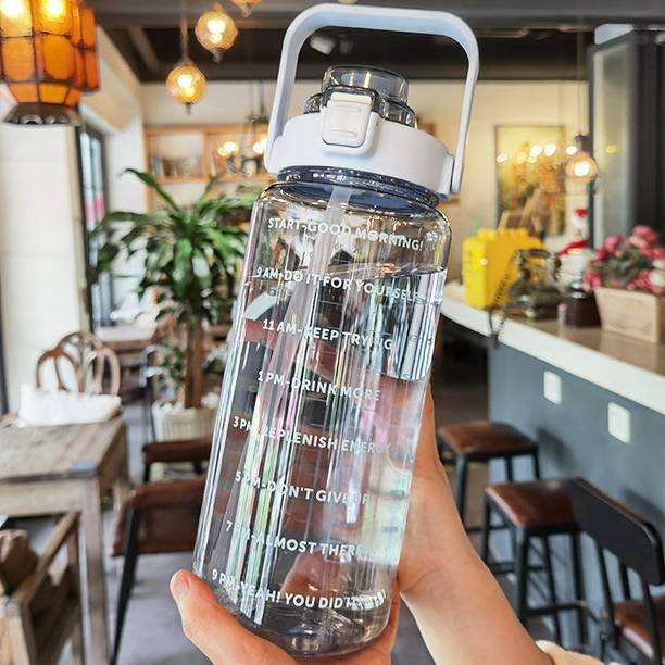 DFit 2 Liter Transparent Motivational leakproof BPA Free marker gym water bottle 2000 ml