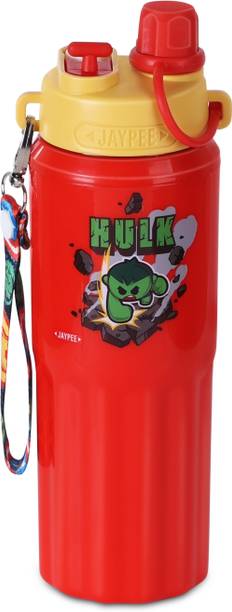 JAYPEE RIBBLE AVENGERS Insulated Water bottle for Kids and Gifting Use with Strap 600 ml Stainless Steel, Plastic Bottle