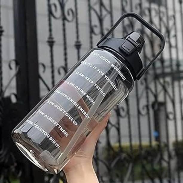 2Mech Motivational Water Bottle with Time Marker for Home, School, Gym, Office 2000 ml Plastic Bottle
