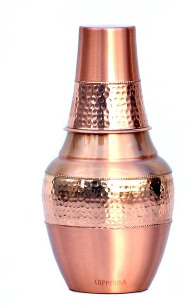 Copperika Venus Bedroom Copper Water Bottle Jar With Glass Original With Ayurvedic Ben 1300 ml Bottle With Drinking Glass
