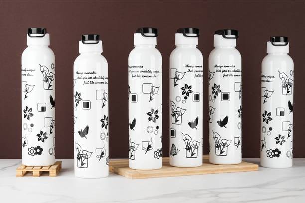 BELLERBIRD Premium Quality Printed Round Shape water bottle set of fridge 1000 ml Bottle