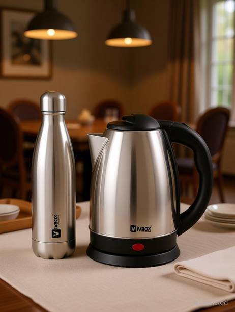 iVBOX Winto Combo-Pack Electric Kettle 1.8 Ltr and Hot & Cold Double-Wall Water Bottle 750 ml Steel Bottle