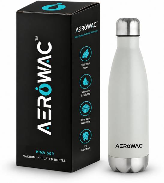 AEROWAC Viva Double Wall Vacuum Insulated Hot & Cold Water Bottle/BPA-Free & Leakproof 500 ml Stainless Steel Bottle