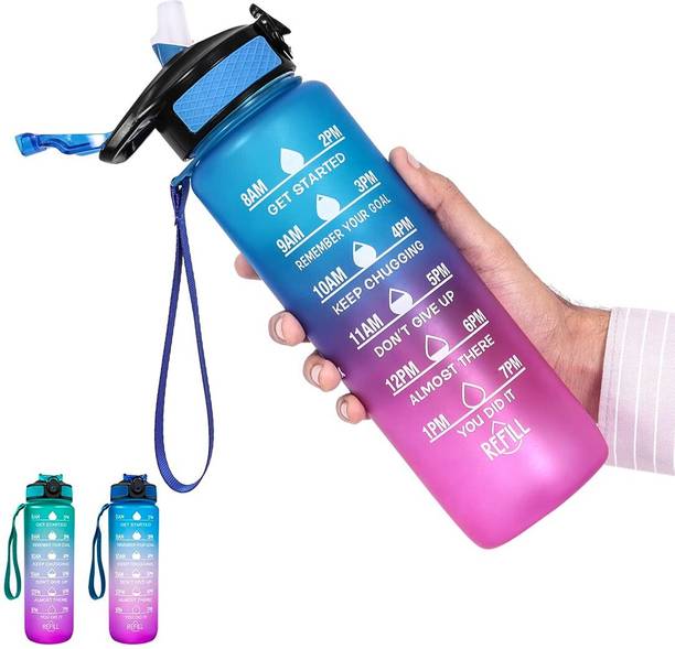 DIPZONVILLA Unbreakable Water Bottle with Motivational Time Marker, Sipper Bottle 1000 ml Bottle