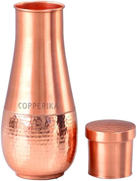 Copperika Tulip Pot Copper Water Bottle 1600ml Original With Ayurvedic Ben 1600 ml Bottle With Drinking Glass