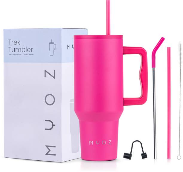 MYOZ Stainless Steel Vacuum Double Insulated Tumbler with Lid, Cap, Handle & Straw 1200 ml