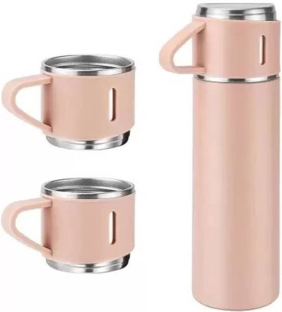 URBANHUDA Stainless Steel Thermos Vacuum Insulated Bottle with 3 Cup Lid 12Hrs Hot & Cold 500 ml Flask