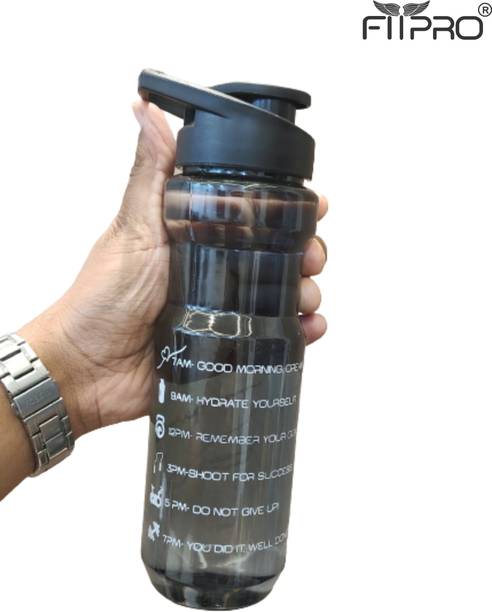 FitPro Unbreakable Water Bottle with Motivational Time Marker 800 ml Shaker