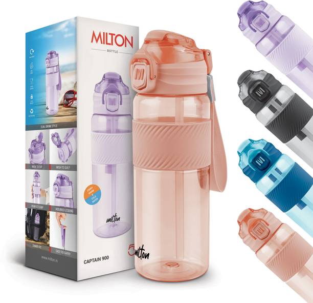 MILTON Captain 900 Unbreakable Water Bottle 850 ml – Sip Plus Gulp, Hand Strap, Peach 850 ml Bottle