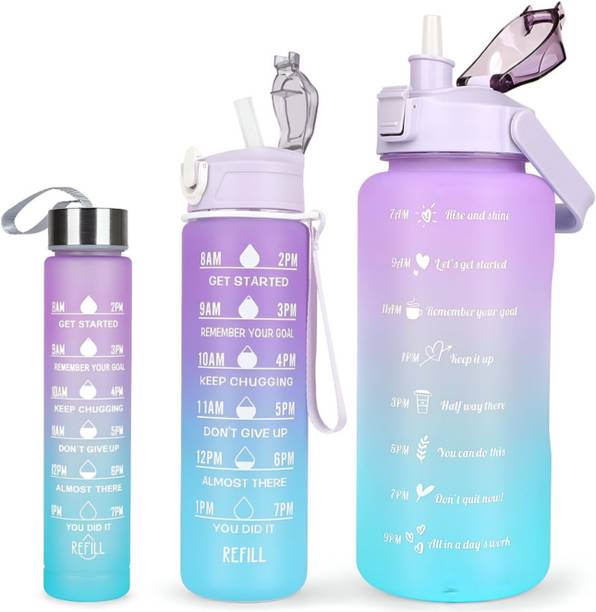 RBM 3 in 1 Set (2L, 900ML, 300ML) Bpa Free Plastic Motivational Water Bottle 3500 ml