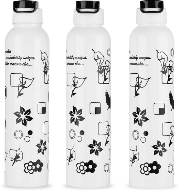 BELLERBIRD Premium Quality Flower Printed Round Shape water bottle set of fridge 1000 ml Bottle