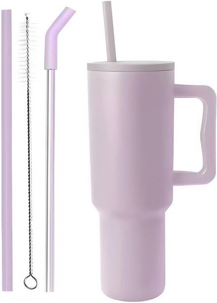 Housify Tumbler with Lid, Handle & Straw | Hot & Cold Sipper Water Bottle 1200 ml Steel Sipper