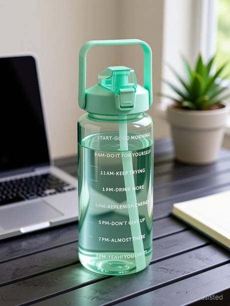 BELLERBIRD Motivational bottle 2000ml Green 2000 ml Plastic Bottle
