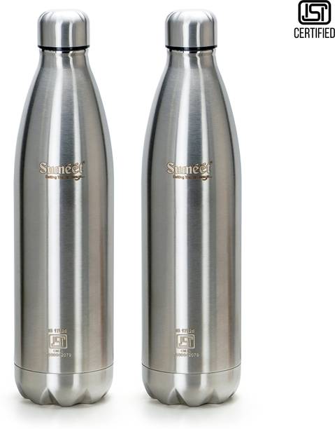 Sumeet ISI Certified Double Wall Water Bottle,24 Hour Hot & Cold,2pc 1000 ml Flask