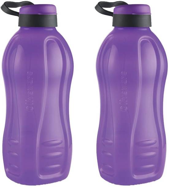 Oliveware Jumbo 2 Litre Water Bottle | for Home, Office & Gym Pack of 2, 4000 ml Plastic Bottle