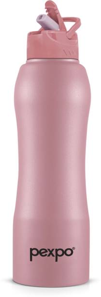 pexpo Belly Stainless Steel Water Bottle with Straw Lid Sipper Cap 1000 ml Bottle