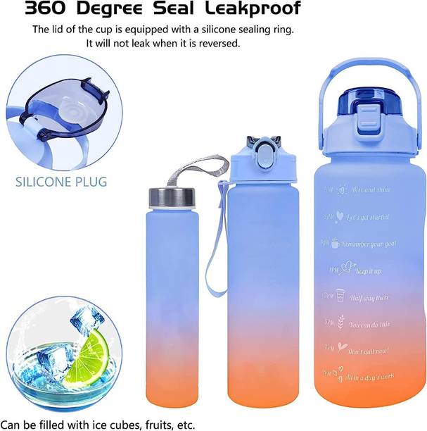 Virtuous 3 Different Size Water Bottle Home & Travel Gym BPA Free Bottle (Pack of 3) 2000 ml Bottle
