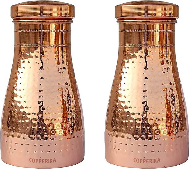 Copperika Copper Water Bottle Bedroom Jar WIth Ayurvedic & Other Health Benefits 1000 ml Bottle