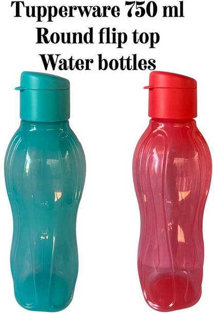 TUPPERWARE 750ml Flip Top Airtight Water Bottle (Pack of 2,Skyblue+Red) 1500 ml PET Bottle