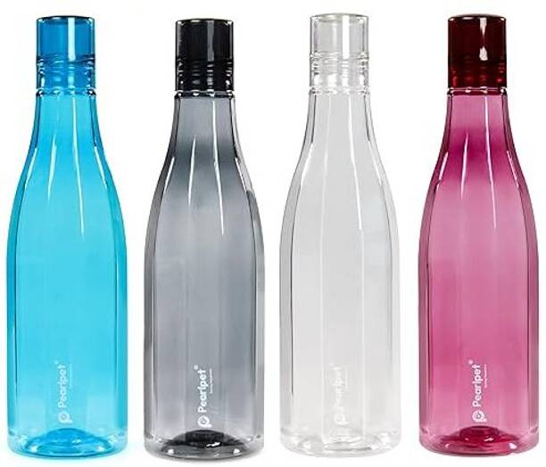 Pearlpet Azzure Plastic Water Bottle Set of 4 Pcs for Kitchen , Water Bottle for Fridge 1000 ml