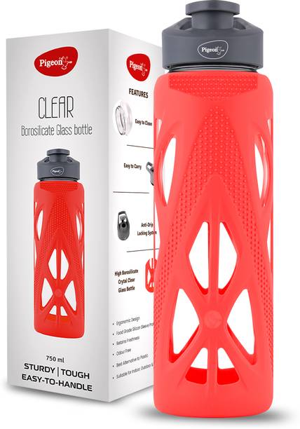 Pigeon CLEAR GLASS WATER BOTTLE 750ML - RED 750 ml Bottle