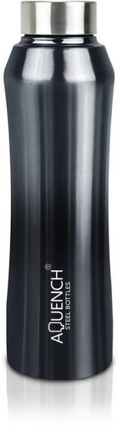 AQUENCH Rush 1L Stainless Steel Metallic Black Grey Coloured Water Bottles 1000 ml Steel Bottle