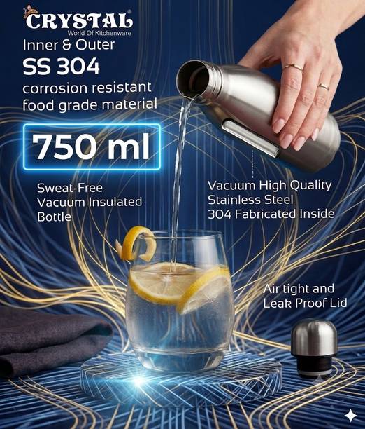 CRYSTAL Cola Thermosteel Water Bottle, Hot & Cold - Leak Proof Lid, For Office, School 750 ml Steel Flask