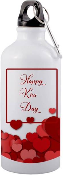 Parth Kp Enterprises NEW25-best happy kiss day mug gift design with red hearts background onNEW25- 600 ml Aluminium Bottle