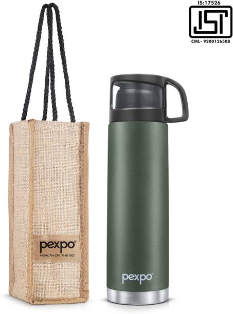 pexpo 1000ml Vacuum Insulated Water Bottle with Jute-bag 24 Hrs Hot and Cold Fererro 1000 ml