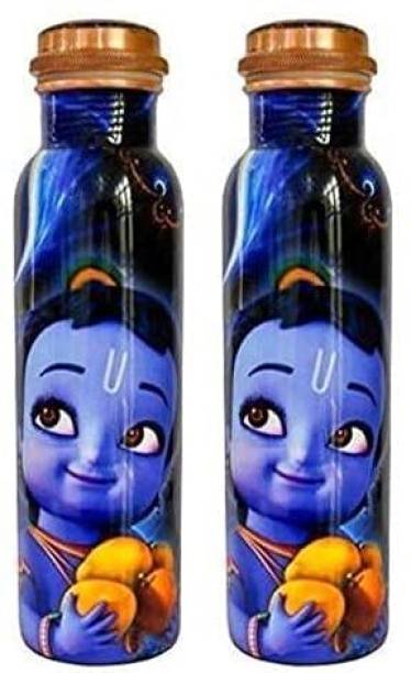 GOLDEN VALLEY Krishna Pure Copper Bottles for Water 1Litre Premium Printed Copper Water Bottle 1000 ml Bottle