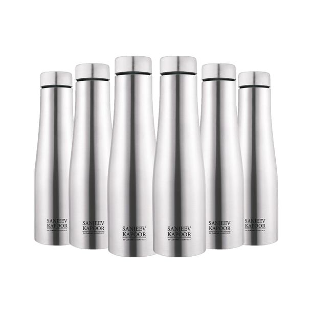 Classic Essentials Stainless Steel Puro Water Bottle 1000ml(Pack of 6) 1000 ml Steel Bottle Pack of 6, Silver