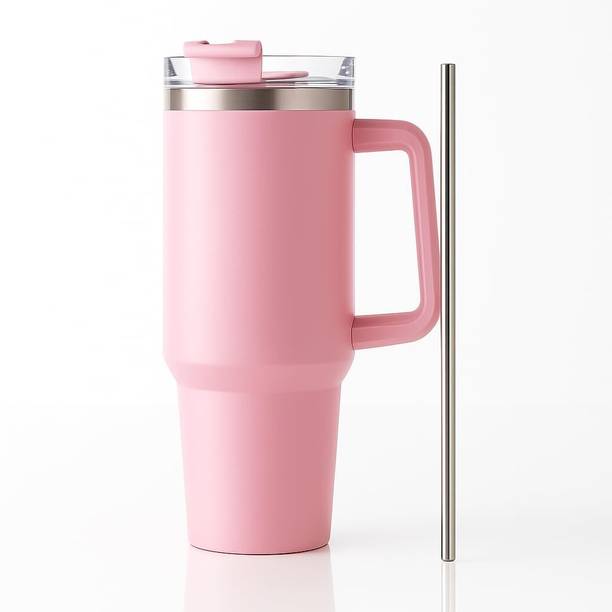N K GROUPS Travel Tumbler with Straw Double Wall Vacuum Flask Hot & Cold Water Stainless Steel Tumbler
