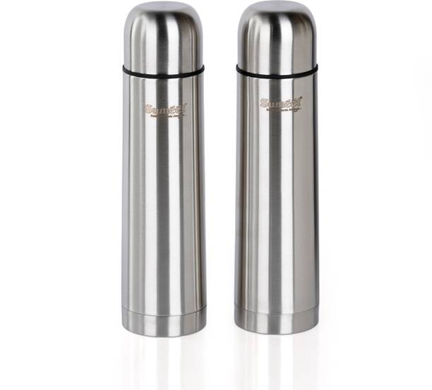 Sumeet Stainless Steel Double Walled Flask/Water Bottle, with Flip Lid,24 Hrs Hot &Cold 500 ml Flask