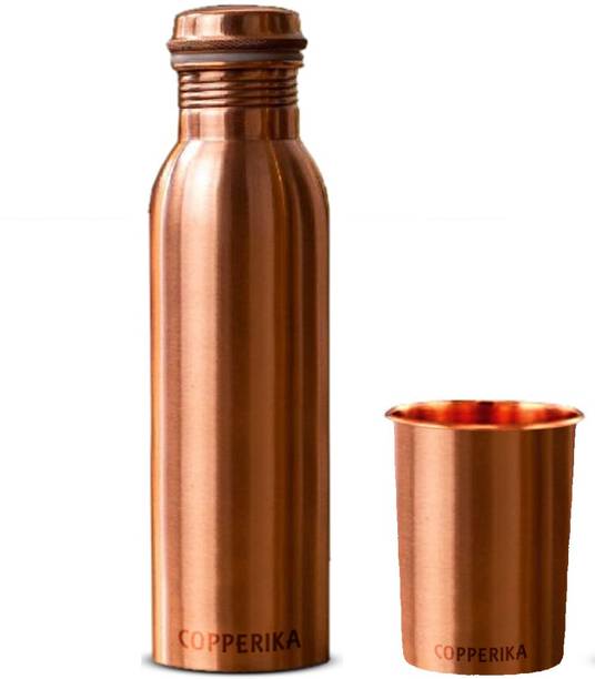 Copperika Pure Copper Water Bottle (750ml)With 1 Glass (300ml) Original With Ayurvedic Ben 1050 ml Bottle With Drinking Glass