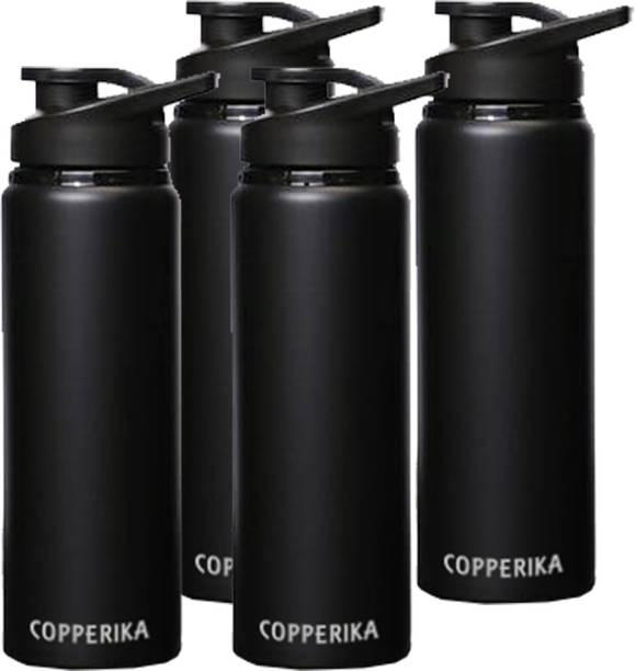Copperika Modern Stainless Steel Water Bottle Black Matt 1Litre | 100% Leak Proof 800 ml Bottle