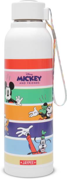 JAYPEE Steel Mickey Mouse Hot & Cold Bottle for School Kids with Strap 690 ml White 690 ml Bottle