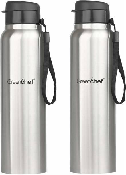 Greenchef Superb Flip (Single Wall) 1 L | Stainless Steel | Combi Pack 1000 ml Steel Bottle
