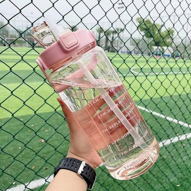 SeaRegal transparent Motivational Water Bottle 2000 ml Bottle 2000 ml Bottle With Drinking Glass