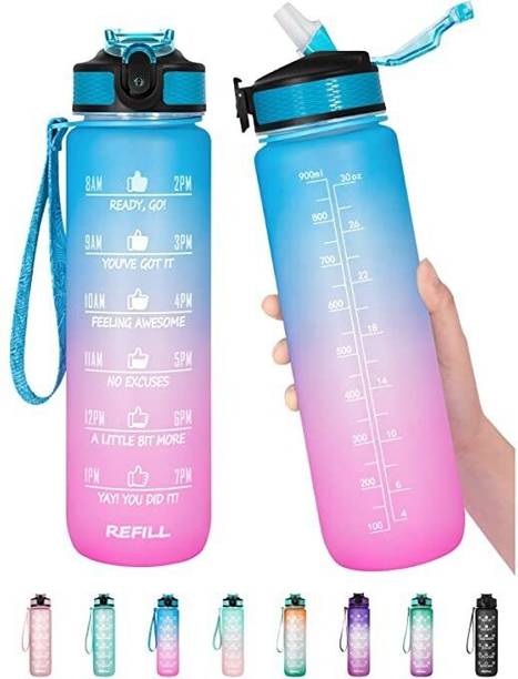 VMV FUZON Unbreakable Silicone Water Bottle with Motivational Timer Leakproof BPA Free V38 1000 ml