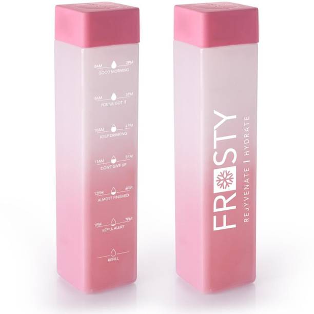 FROSTY 100% Food Grade Plastic Square Water Bottle With Motivational Time Marker 1000 ml Bottle