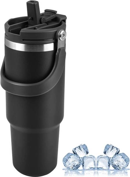 स्टार वर्क Tumbler with Straw, Vacuum Insulated Water Bottle for Home (WHITE) स्टेनलेस स्टील मग