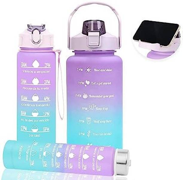 SeaRegal 3 pcs Unbreakable Water Bottle with Motivational Time Marker 2000 ml Bottle