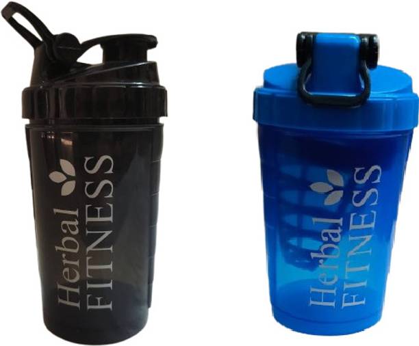 Herbal Nutrition Life Pack of 2 Protein Shaker|100% Leakproof Stylish Protein Shaker Bottle 500ml 500 ml Plastic Shaker