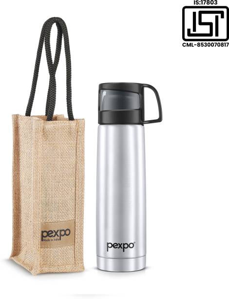 pexpo 24 Hrs Hot & Cold ISI Certified Vacuum insulated Bottle Fererro With Jute Bag 500 ml Flask