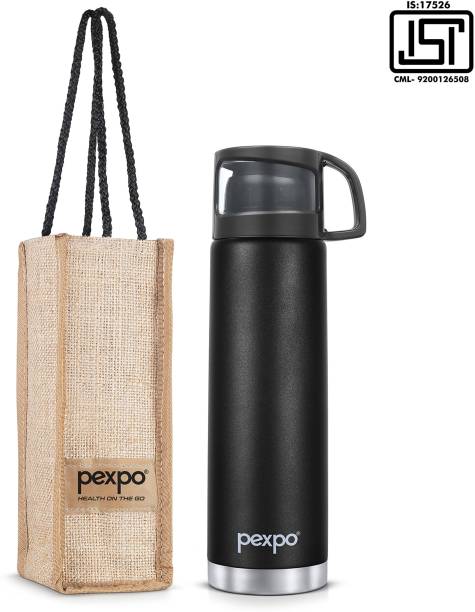 pexpo 1000ml Vacuum Insulated Water Bottle with Jute-bag 24 Hrs Hot and Cold Fererro 1000 ml Flask