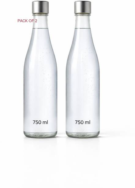 d global Glass Water Bottle 750ml Plain Narrow Mouth, Airtight Lid & Leak Proof Capbck 750 ml Glass Bottle